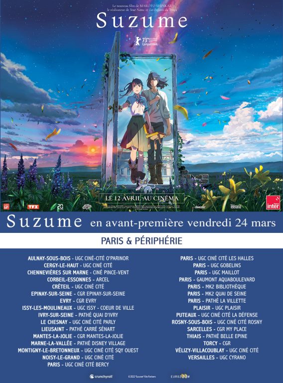 Suzume : avant-première Paris et Périphérie