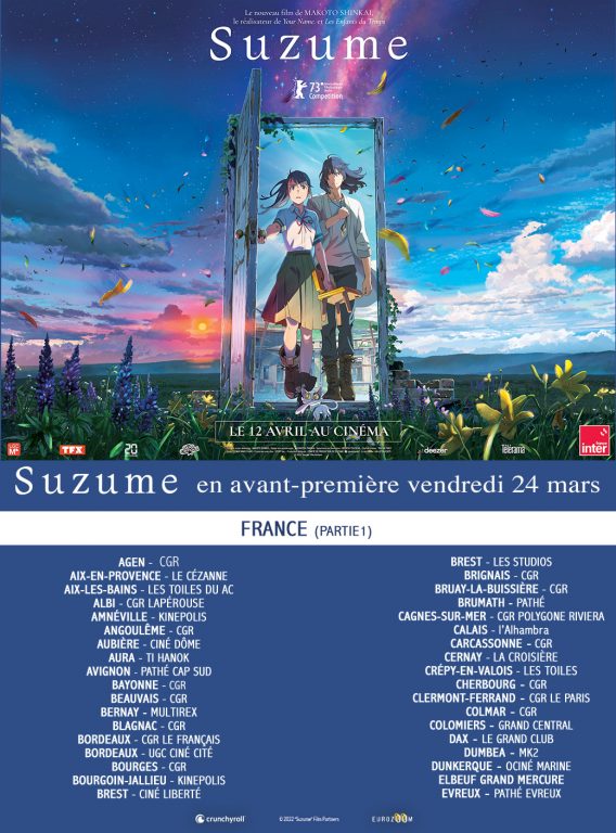 Suzume : salles françaises