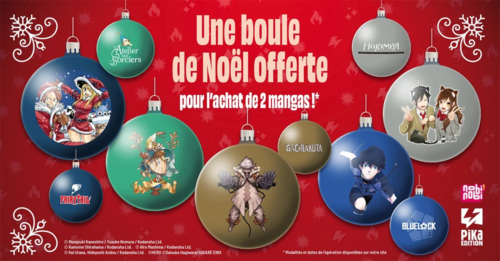 Pika et Nobi Nobi vous offrent des boules de noël manga !